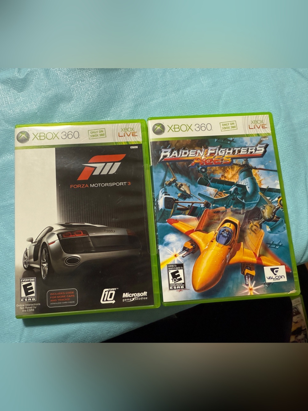 Xbox 360 Forza Motorsport 3 & Raiden Fighters Aces Game Set - Green Cases